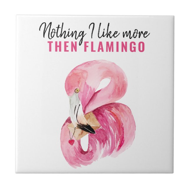 Modern Exotic Pink Watercolor Flamingo Gift Ceramic Tile (Front)