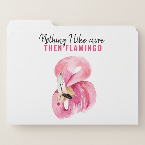 Modern Exotic Pink Watercolor Flamingo Gift File Folder