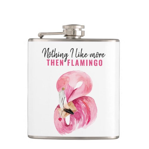 Modern Exotic Pink Watercolor Flamingo Gift Flask