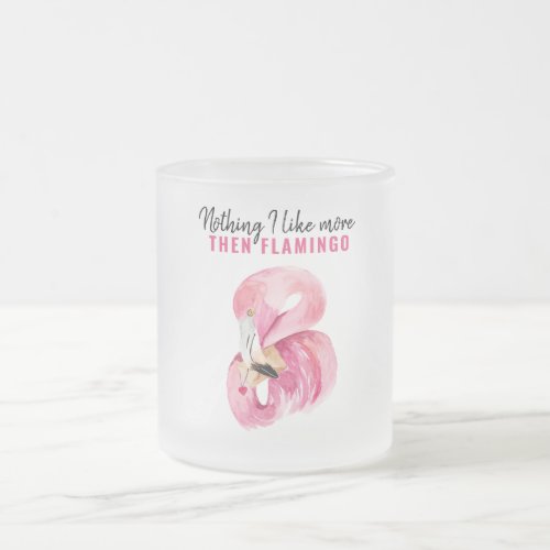 Modern Exotic Pink Watercolor Flamingo Gift Frosted Glass Coffee Mug