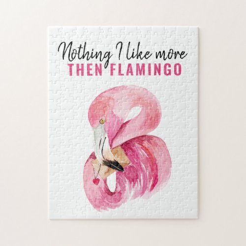 Modern Exotic Pink Watercolor Flamingo Gift Jigsaw Puzzle