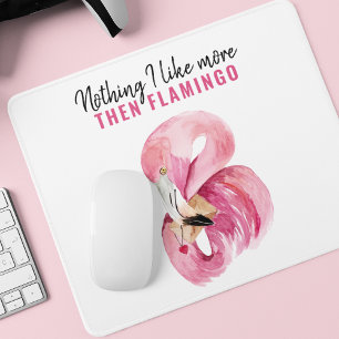 Modern Exotic Pink Watercolor Flamingo Gift Mouse Pad