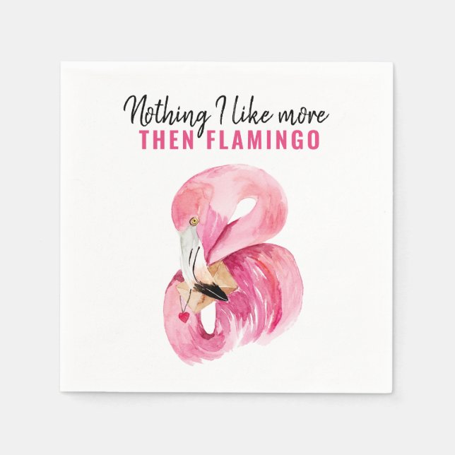 Modern Exotic Pink Watercolor Flamingo Gift Napkins (Front)
