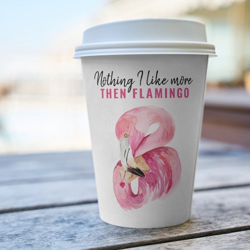 Modern Exotic Pink Watercolor Flamingo Gift Paper Cups