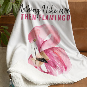 Modern Exotic Pink Watercolor Flamingo Gift Sherpa Blanket