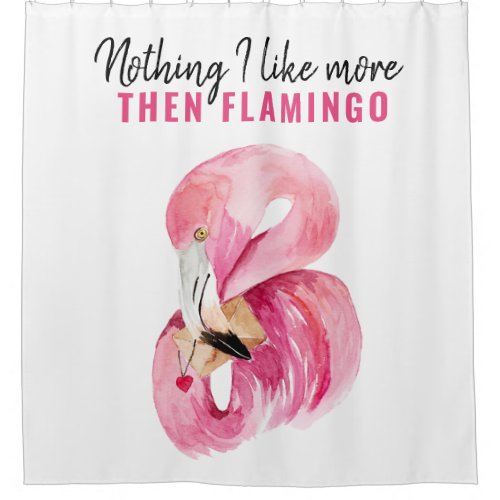 Modern Exotic Pink Watercolor Flamingo Gift Shower Curtain