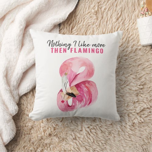 Modern Exotic Pink Watercolor Flamingo Gift Throw Pillow