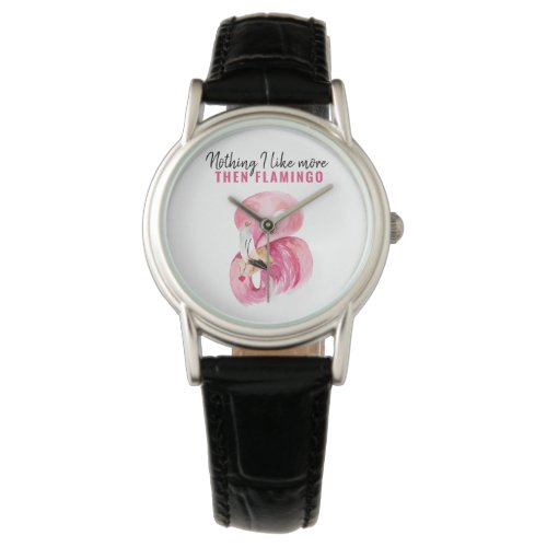 Modern Exotic Pink Watercolor Flamingo Gift Watch