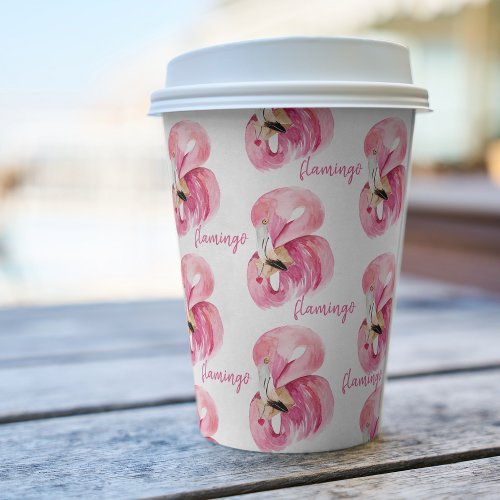 Modern Exotic Pink Watercolor Flamingo Pattern Paper Cups