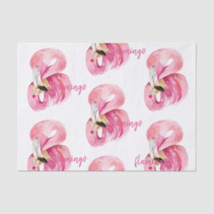 Modern Exotic Pink Watercolor Flamingo Pattern Tissue Paper