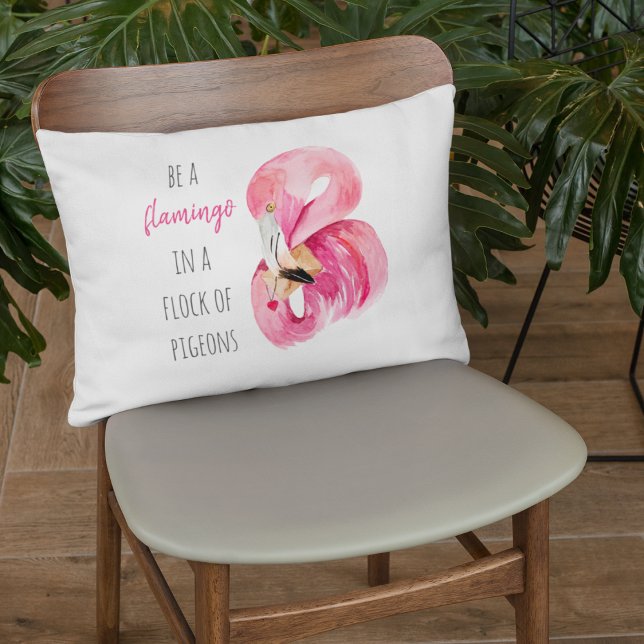 Modern Exotic Pink Watercolor Flamingo With Quote Accent Pillow (Creator Uploaded)