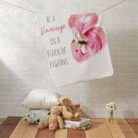 Modern Exotic Pink Watercolor Flamingo With Quote Baby Blanket