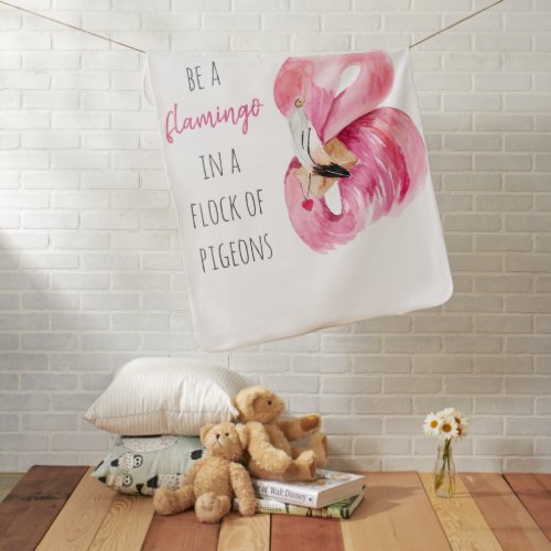 Modern Exotic Pink Watercolor Flamingo With Quote Baby Blanket