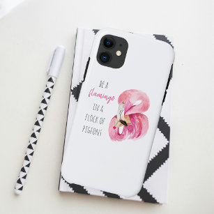Modern Exotic Pink Watercolor Flamingo With Quote iPhone 11 Case