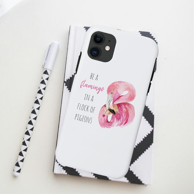 Modern Exotic Pink Watercolor Flamingo With Quote Case-Mate iPhone Case (Creator Uploaded)