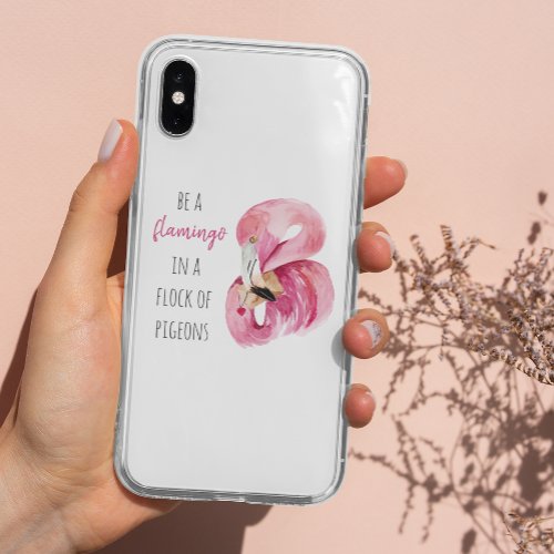 Modern Exotic Pink Watercolor Flamingo With Quote iPhone XS Case