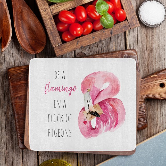 Modern Exotic Pink Watercolor Flamingo With Quote Cutting Board (Creator Uploaded)