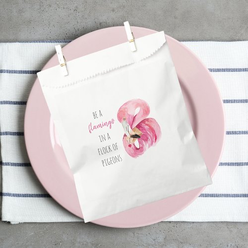 Modern Exotic Pink Watercolor Flamingo With Quote Favor Bag