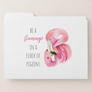 Modern Exotic Pink Watercolor Flamingo With Quote File Folder