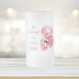 Modern Exotic Pink Watercolor Flamingo With Quote Frosted Glass Beer Mug