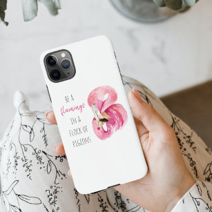 Modern Exotic Pink Watercolor Flamingo With Quote iPhone 14 Case