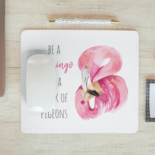 Modern Exotic Pink Watercolor Flamingo With Quote Mouse Pad (Creator Uploaded)