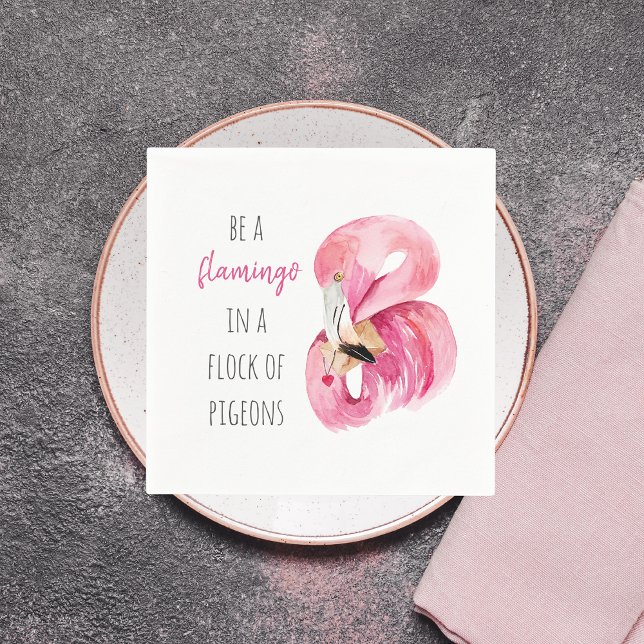 Modern Exotic Pink Watercolor Flamingo With Quote Napkins (Creator Uploaded)