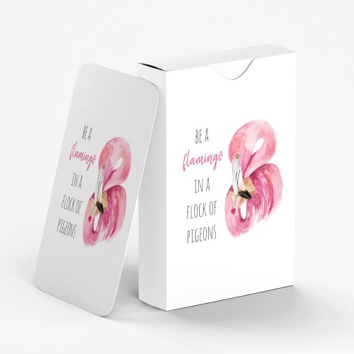 Modern Exotic Pink Watercolor Flamingo With Quote Poker Cards