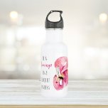Modern Exotic Pink Watercolor Flamingo With Quote Stainless Steel Water Bottle<br><div class="desc">Modern Minimal Green And White Hello And You Name</div>