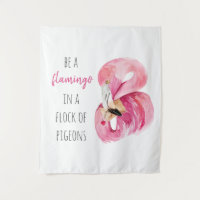 Modern Exotic Pink Watercolor Flamingo With Quote