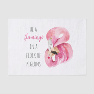 Modern Exotic Pink Watercolor Flamingo With Quote Tissue Paper