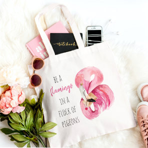 Modern Exotic Pink Watercolor Flamingo With Quote Tote Bag