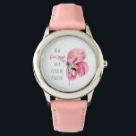 Modern Exotic Pink Watercolor Flamingo With Quote Watch<br><div class="desc">Modern Exotic Pink Watercolor Flamingo With Quote</div>