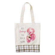 Modern Exotic Pink Watercolor Flamingo With Quote Zazzle Heart Tote Bag at Zazzle
