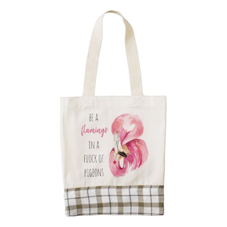 Modern Exotic Pink Watercolor Flamingo With Quote Zazzle Heart Tote Ba
