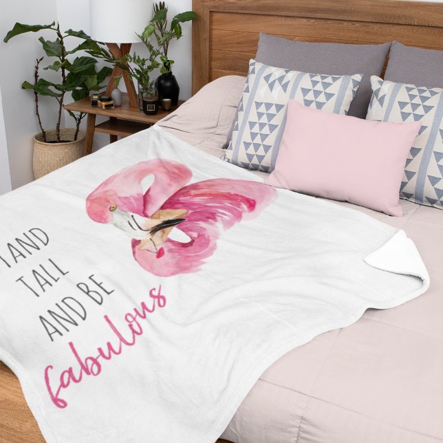 Modern Exotic Stand Tall And BE Fabulous Flamingo Fleece Blanket (Creator Uploaded)