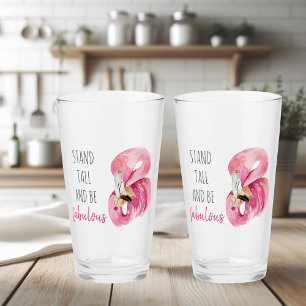 Modern Exotic Stand Tall And BE Fabulous Flamingo Glass