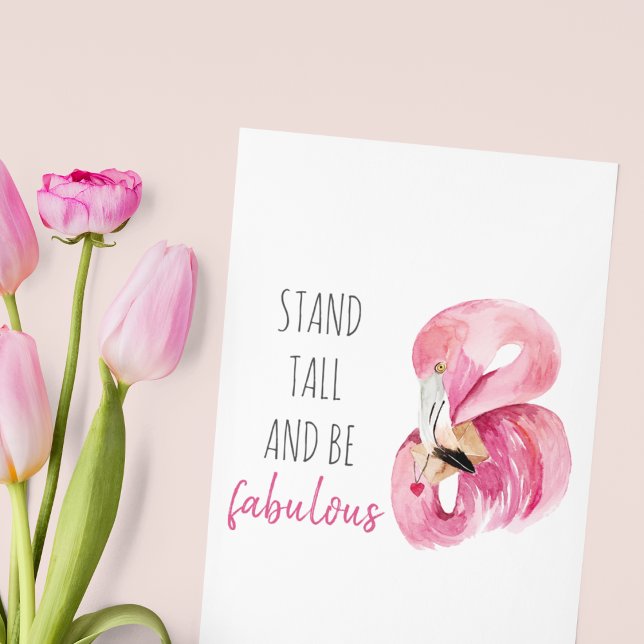 Modern Exotic Stand Tall And BE Fabulous Flamingo Holiday Card (Creator Uploaded)