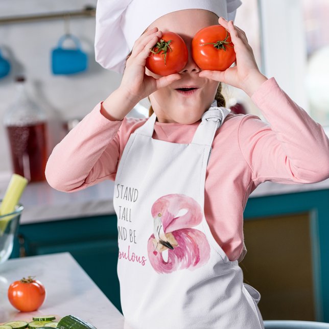 Modern Exotic Stand Tall And BE Fabulous Flamingo Kids' Apron (Creator Uploaded)