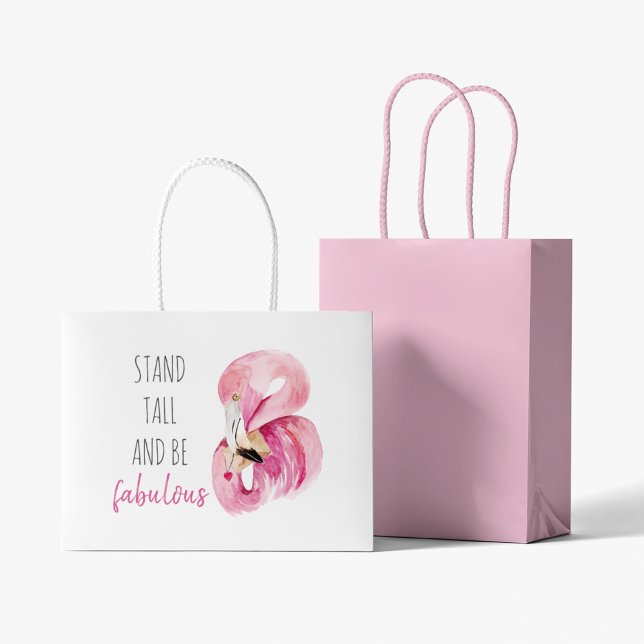 Modern Exotic Stand Tall And BE Fabulous Flamingo Large Gift Bag (Creator Uploaded)