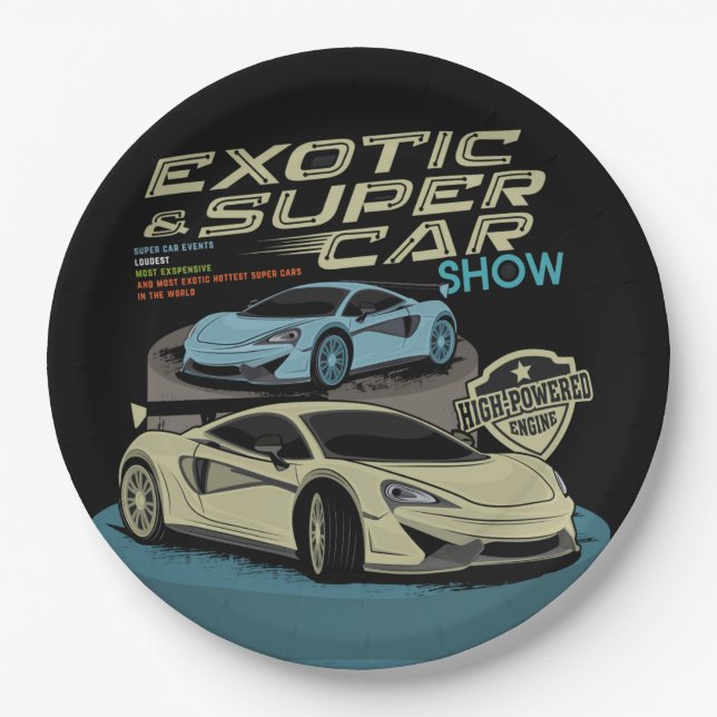 Modern Exotic Supercars | Hypercars Paper Plates (Front)