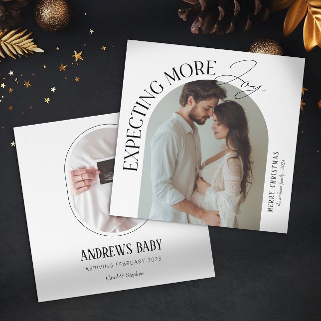 Modern Expecting More Joy Baby Photo Christmas Holiday Card (Creator Uploaded)