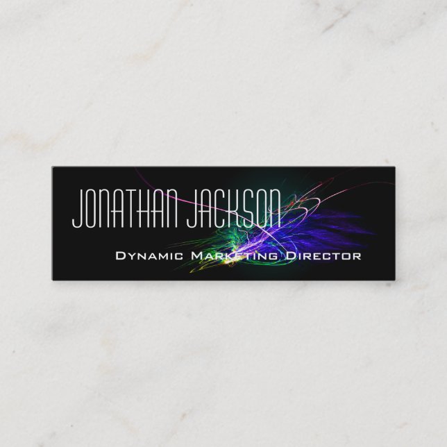 Modern Explosion Black Skinny Business Cards (Front)