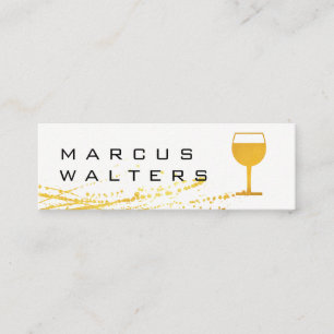 Modern Expressive with Wine Glass Icon Mini Business Card