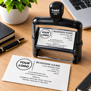 Modern Extra Large 4.5" x 2.75" Custom Business Se Self-inking Stamp