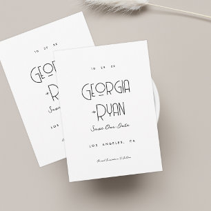 Modern Extra Minimalist Plain Art Deco Wedding Save The Date