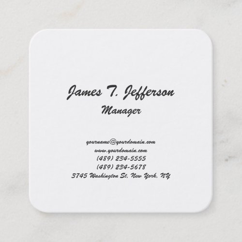Modern extraordinary minimalist script handwriting square business card