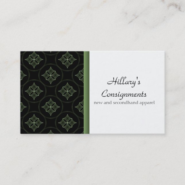 Modern Extravagance Business Card, Green Card (Front)