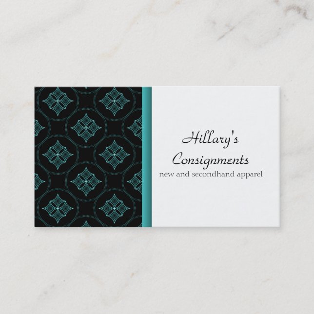 Modern Extravagance Business Card, Turquoise Card (Front)