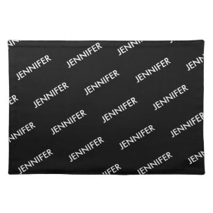 Modern Extravagant You Name It Personalized Black Cloth Placemat